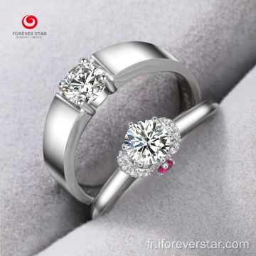 Couple anneaux de diamants moissanites
